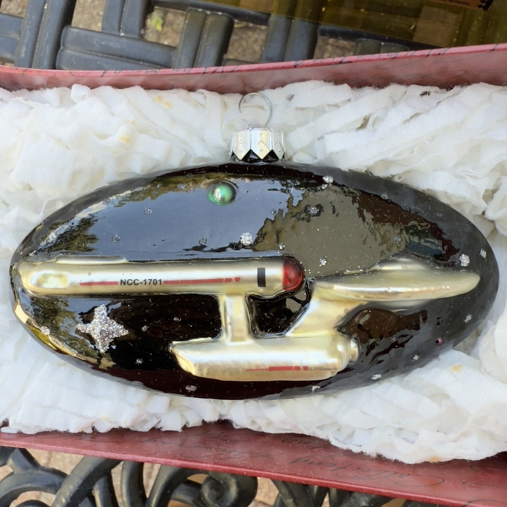 Vintage 90s Hallmark Star Trek USS‎ Enterprise NCC-1701 Blown Glass Ornament NOS